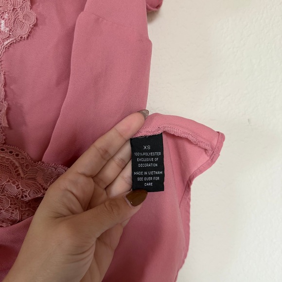 Y2K A BYER Pink Lace Trim Peplum Blouse Size XS - Picture 6 of 6